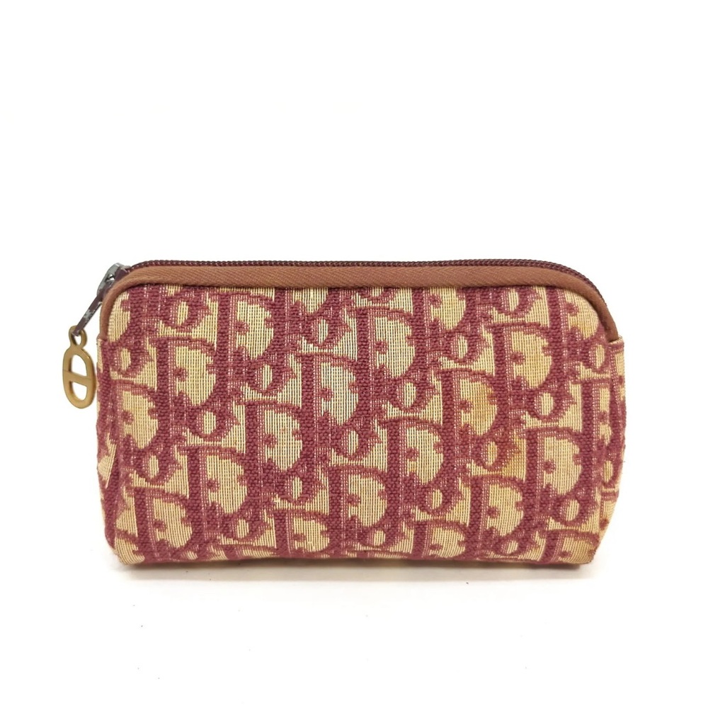 Christian Dior Cosmetic Pouch Bag  Bordeaux Canvas